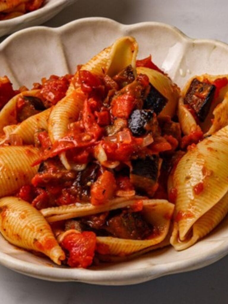 roasted eggplant and tomato pasta recipe